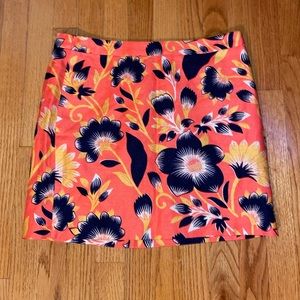 J Crew orange navy yellow floral mini skirt size 8